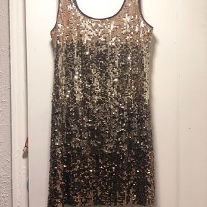 Express Gold Sequin Mini Dress